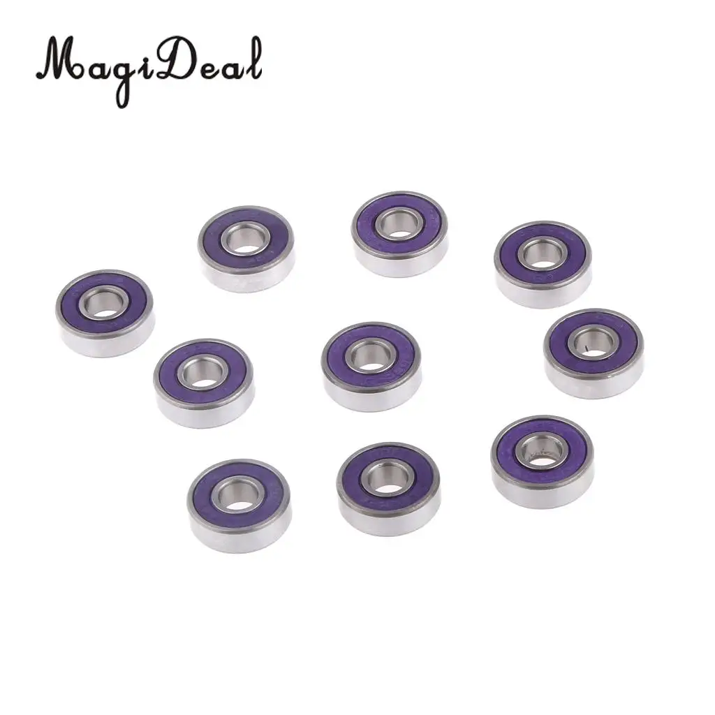 MagiDeal 10 Pieces Baby Scooter Skateboard Bearings ABEC 9 Speed Bearings Steel Purple 2.1cm