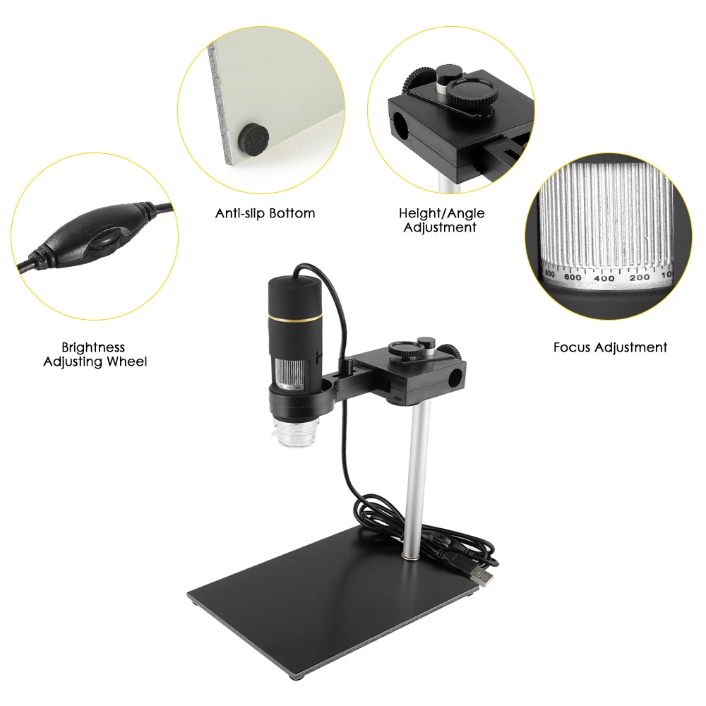 1000X увеличение USB цифровой микроскоп с функцией OTG эндоскоп 8-светодиодный светильник увеличительное стекло лупа с подставкой