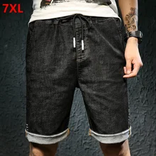 Летние тонкие джинсовые шорты с эластичной резинкой на талии для мужчин размера плюс XL бриджи с эластичной резинкой на талии 7XL6X5