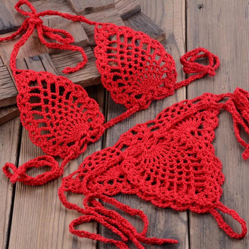 Micro Bikini de ganchillo hecho a mano conjunto negra de lencería Sexy Mini Bikini Sunbathing Micro traje de baño más colores 2019 oferta