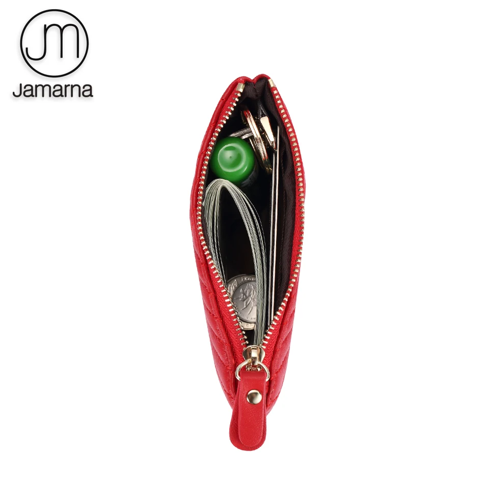 Кошелек для монет Jamarna из натуральной кожи на молнии маленькая цепочка ключей