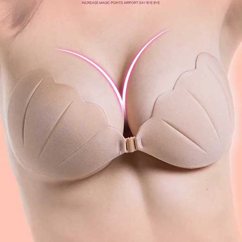 

New Women Self Adhesive Strapless Bandage Blackless Solid Bra Stick Gel Silicone Push Up women's underwear Invisible Bra