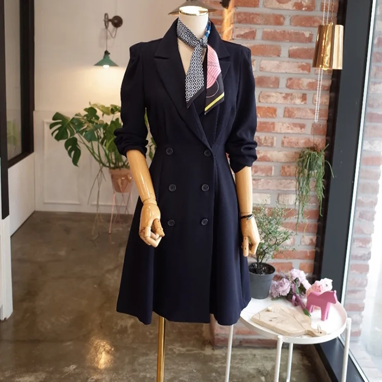 New Korean Version of Spring Dress for Women In 2019 with Double-breasted V-neck Dress and Long-sleeved Suit Jacket Coat Women New Korean Version of Spring Dress for Women In 2019 with Double-breasted V-neck Dress and Long-sleeved Suit Jacket Coat Women