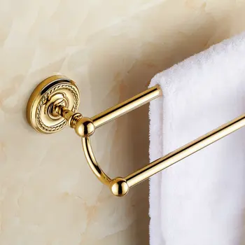 

Luxury golden bathroom accessories double towel rack holder European golde double towel bar towel rack