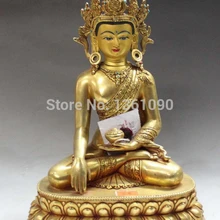 Xd 00990 1" Тибет Буддизм Бронзовый 24 К Золото живопись Будда Шакьямуни Будда шакьямуни Статуя