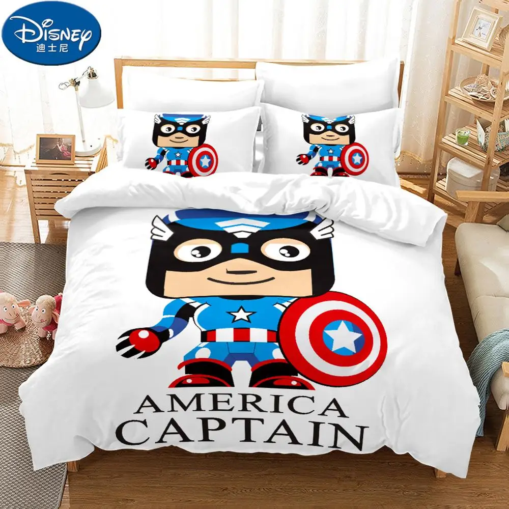 

Disney Captain America Mickey Bedding Sets Single Queen Size Cartoon Duvet Cover Quilt Cover Pillowcase Bed Children Boy Gifts