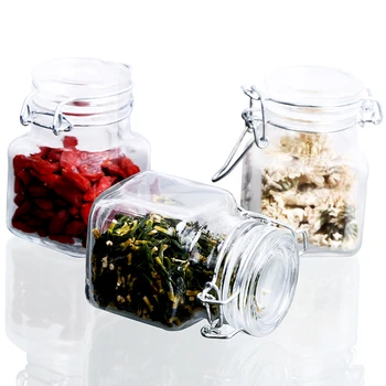 

6pcs 9pcs Square Airtight Apothecary Jar Spice Jar Glass Contain Salt Peppers Sugar Condiments kitchen Helper Kitchen Tools