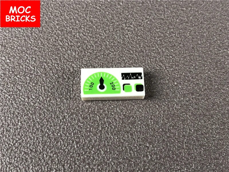 

20pcs/lot MOC Bricks Tile 1 x 2 with green Gauge with black Pointer Pattern Building Blocks Figure DIY Toys for kids Xmas gifts