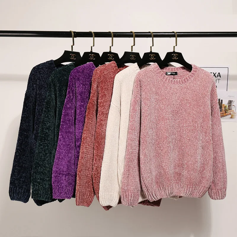

Fashion Winter O-neck Warm Sweater Women 2017 Long Sleeve Knitted Sweaters And Pullovers Female Jumper Tricot Tops Pull Femme