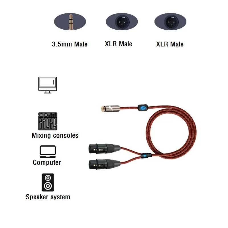 Stereo 3 5mm Female to 2x XLR Female Audio Extension Cable Mixer Amplifier Headphone Shielded Cable 1m 2m 3m 5m