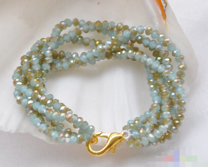 

0837 6row 8" round faceted blue-sky crystal bracelet