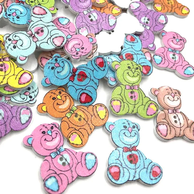 

10/50/100Pcs Mix Wood Buttons Bear Craft Scrapbook Sewing Appliques 29mm WB406