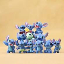Kawaii Stitch Anime Dolls Toys Stich Q Scrump Action Figures Juguetes Mini Decor Landscape Lilo Doll Collection Toys Best Gifts