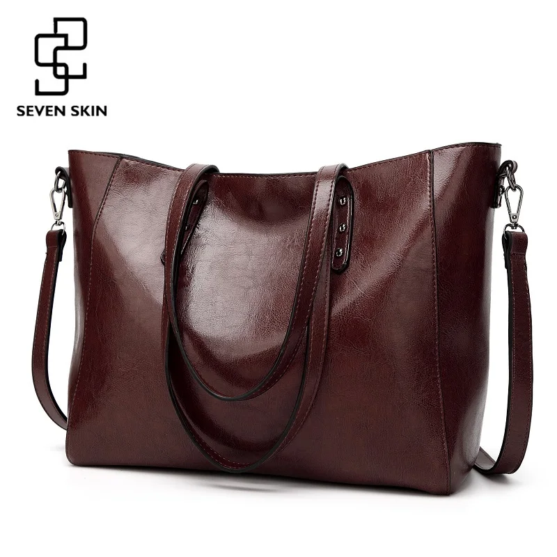 SEVEN SKIN Brand Luxury Messenger Bag Fashion Design High Quality PU Leather Shoulder Bags Large Tote