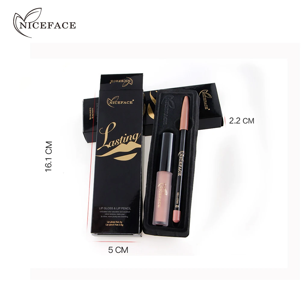 Водостойкий стойкий блеск для губ NICEFACE пигмент темно фиолетовая черная красная
