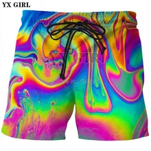 YX GIRL брендовая одежда летняя новая мода мужские шорты с разливом нефти цветной психоделический принт 3d мужские s Wo мужские повседневные шорты