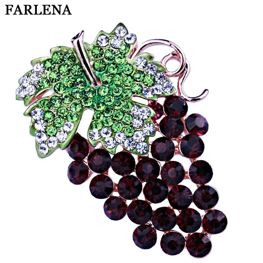Unique design purple grapes scarf brooches pins with crystal rhinestones Fashion brooch for women gift