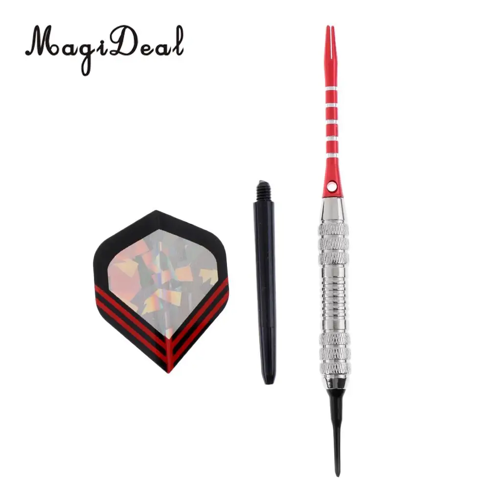 MagiDeal 3 Pieces Professional Soft Tip Darts Electronic Darts Iron Barrels, Aluminum Alloy and Nylon Shafts, PET Flights