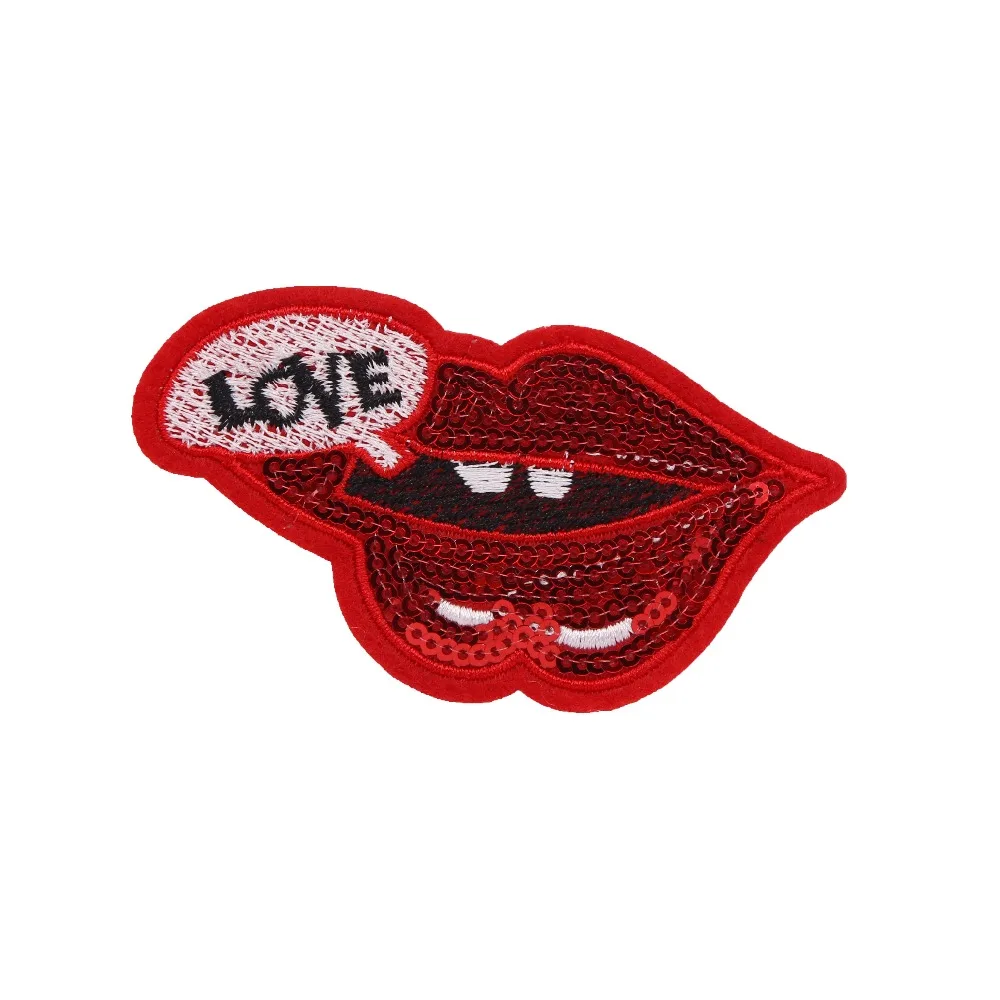 10 Piece Red lips Embroidery applique Flowers patches of the clothing