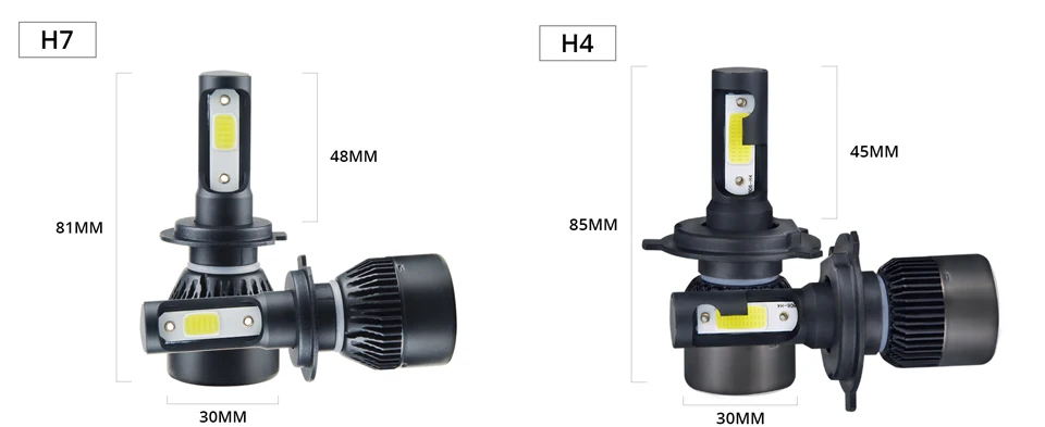MeeToo H4 LED Bulb Car Headlight H7 LED H1 H8 H11 HB3 HB4 9005 9006 IP65 72W 8000LM 6500K Fog Light 12V 24V Auto Headlamp Lamps (1)