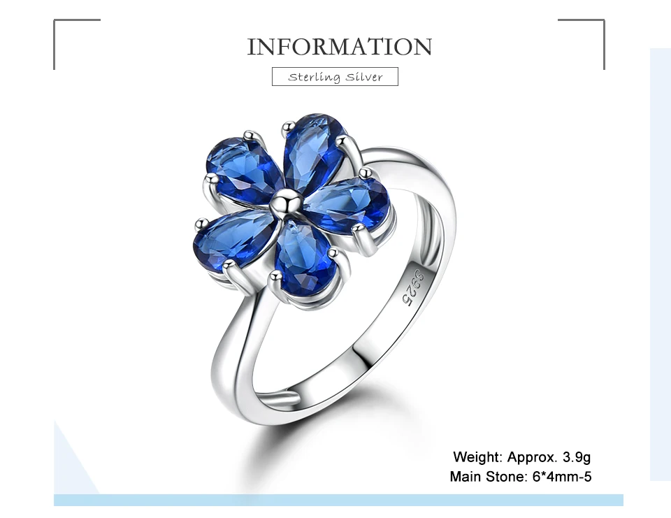 UMCHO Gemstone Blue Sapphire Rings for Women Genuine 925 Sterling Silver Flower Party Wedding Engagement Fine Jewelry Party Gift