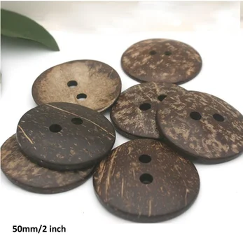 

40pcs Wooden Buttont big large 50mm 2inch 2 hole natural coconut buttons sewing buttons COCO001