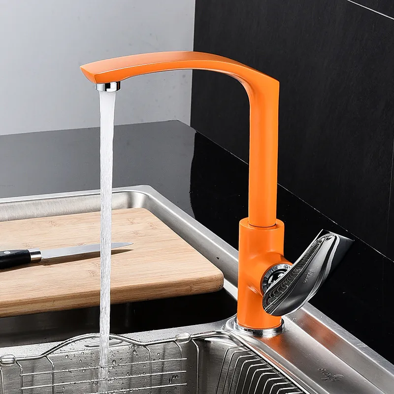 

Kitchen Sink Faucets Brass Mixer Tap Single Handle Deck Mounted Hot & Cold Water Crane Tap Rotating Polished Chrome Basin Faucet