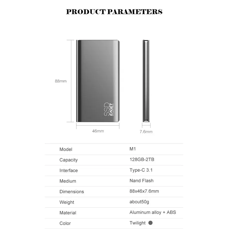  EAGET M1 Neueste Artikel Tragbare SSD USB 3.0 128GB 256GB 512GB 1TB Externe Solid State Drive Beste