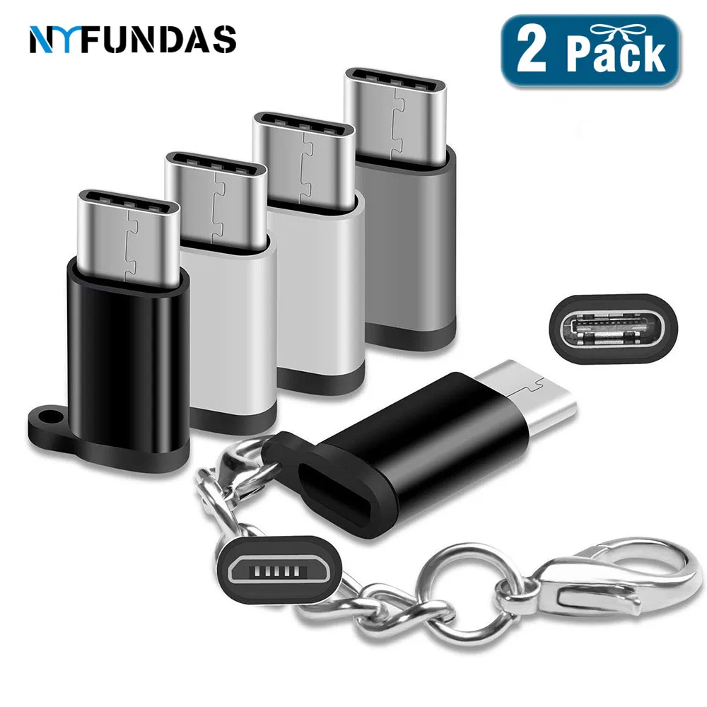 

NYFundas 2PCS USB Type C Adapter USB-C Male to Micro USB Female Connector Converter Charger For Samsung Galaxy S10 S9 Plus cable