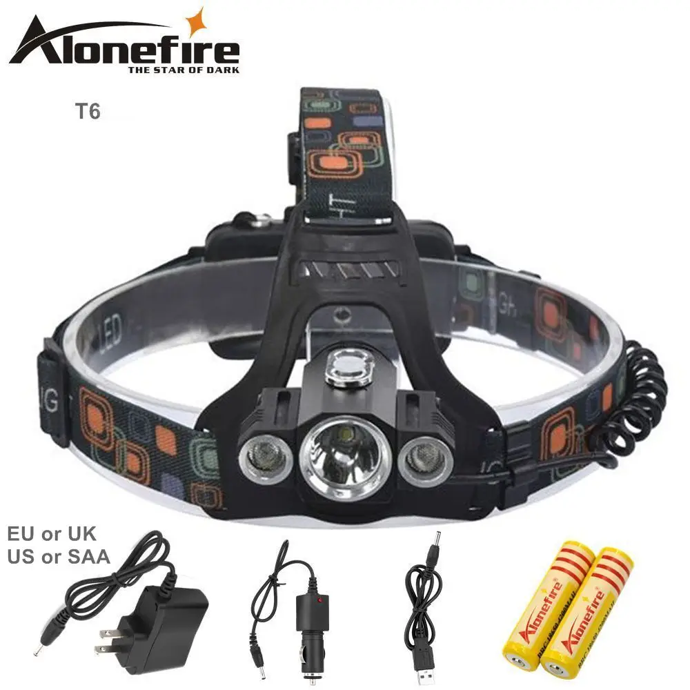 AloneFire HP98 8000Lm Multifunction 4Mode Head Lamp Bead T6+2R5 LED