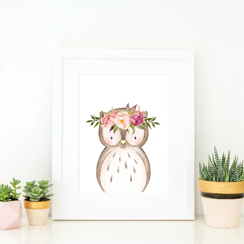 Owl Canvas Painting Nursery Decor