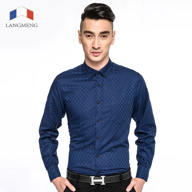 Langmeng 2016                camisa masculina  homme