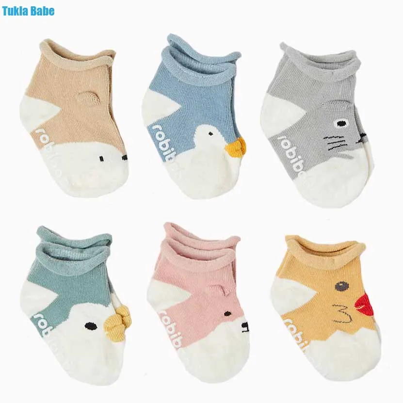 

2 Pairs Pack Infant socks newborn 2019 cartoon cotton children's socks baby child non-slip three-dimensional socks