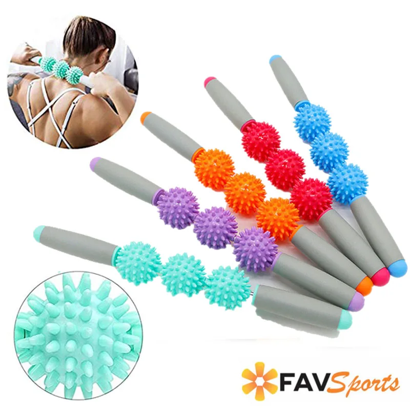 3 Spiky Ball Yoga Stick Body Massage Tool Physical Therapy Restore