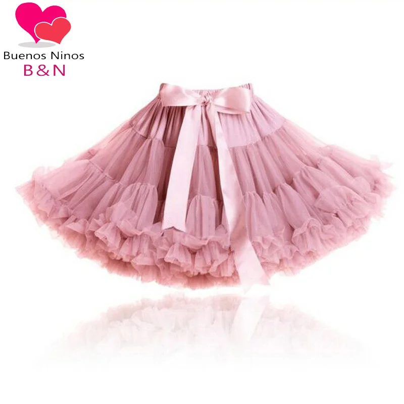 

Buenos Ninos 2016 New Color Rose Pink High Quality 1-18 Years Girls Pettiskirt Fluffy Chiffon Princess Dance Party Tutu Skirt 9