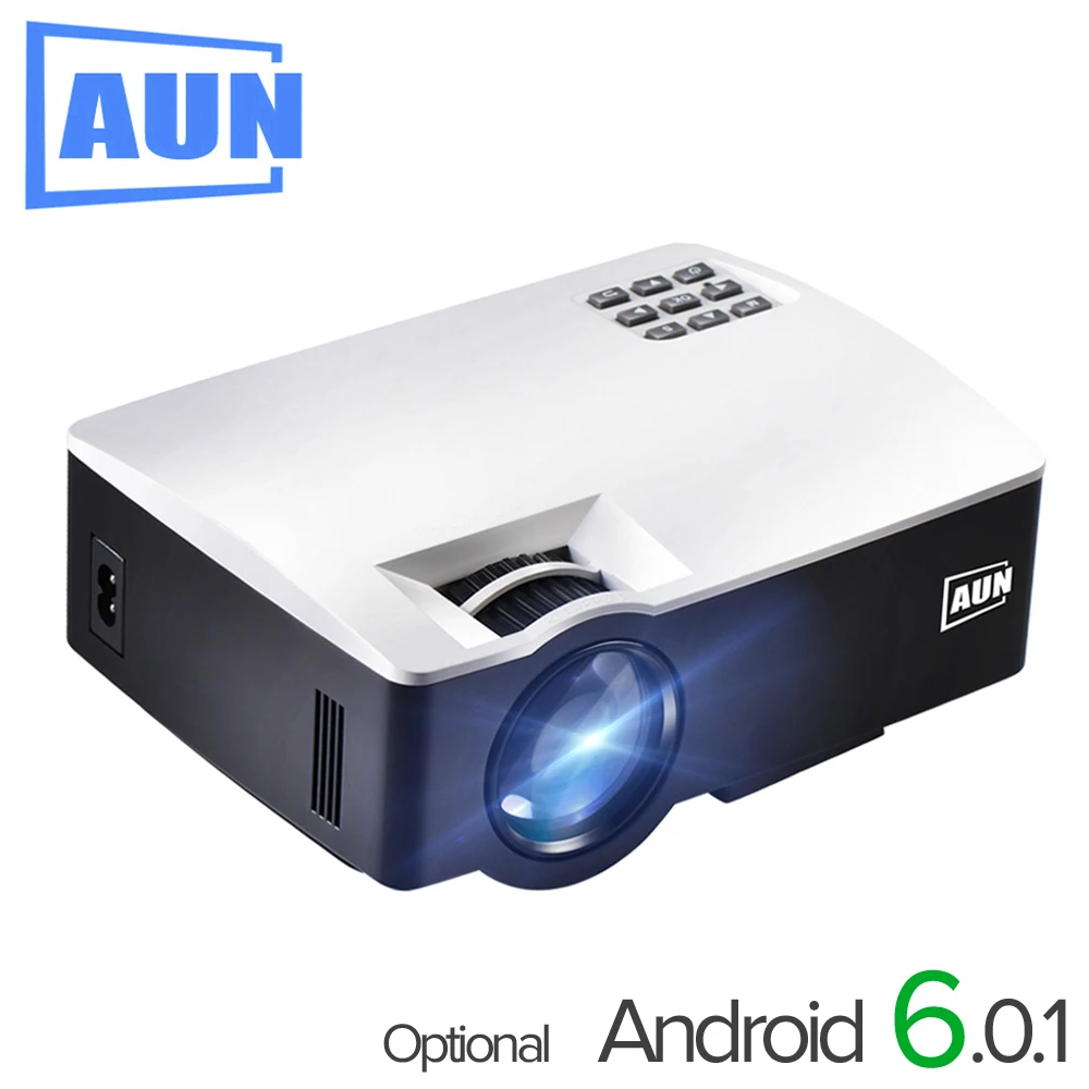 Kopen AUN LED Proyector AKEY1 Plus voor Home Theater, 1800 Lumen, ondersteuning Full HD Mini projector (Optioneel Android 6 Ondersteuning 4 k Video)
