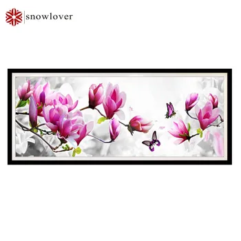 

Snowlover,Needlework,DIY DMC Cross stitch,embroidery ribbons,Butterfly drama Magnolia pattern home decor,christmas gifts