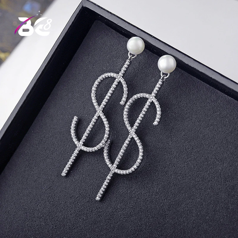 

Be 8 Luxury Trendy Top AAA Cubic Zirconia Stud Earrins for Women Personality Dollar Sign Earrings Fashion Jewelry orecchini E682