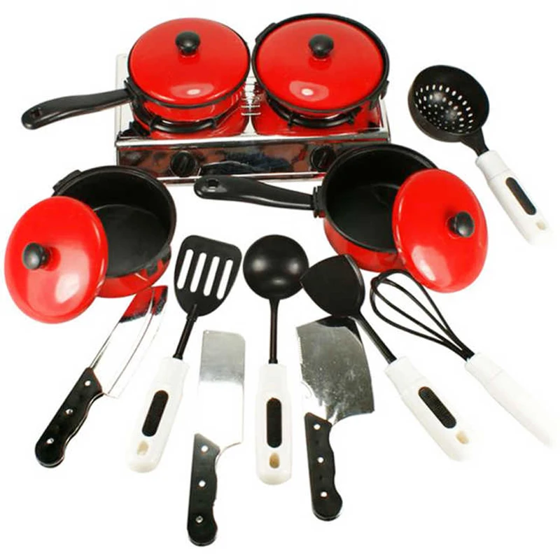 

13Pcs/set Children Kids Kitchen Cooking Toys Cook Play Toys Baby Kitchen Tools Plastic Pretend Toys cozinha de brinquedo