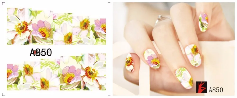 12 листов красочный цветочный дизайн Дизайн Ногтей Полное покрытие переноса воды таблички наклейки для ногтей ползунок тату для ногтей