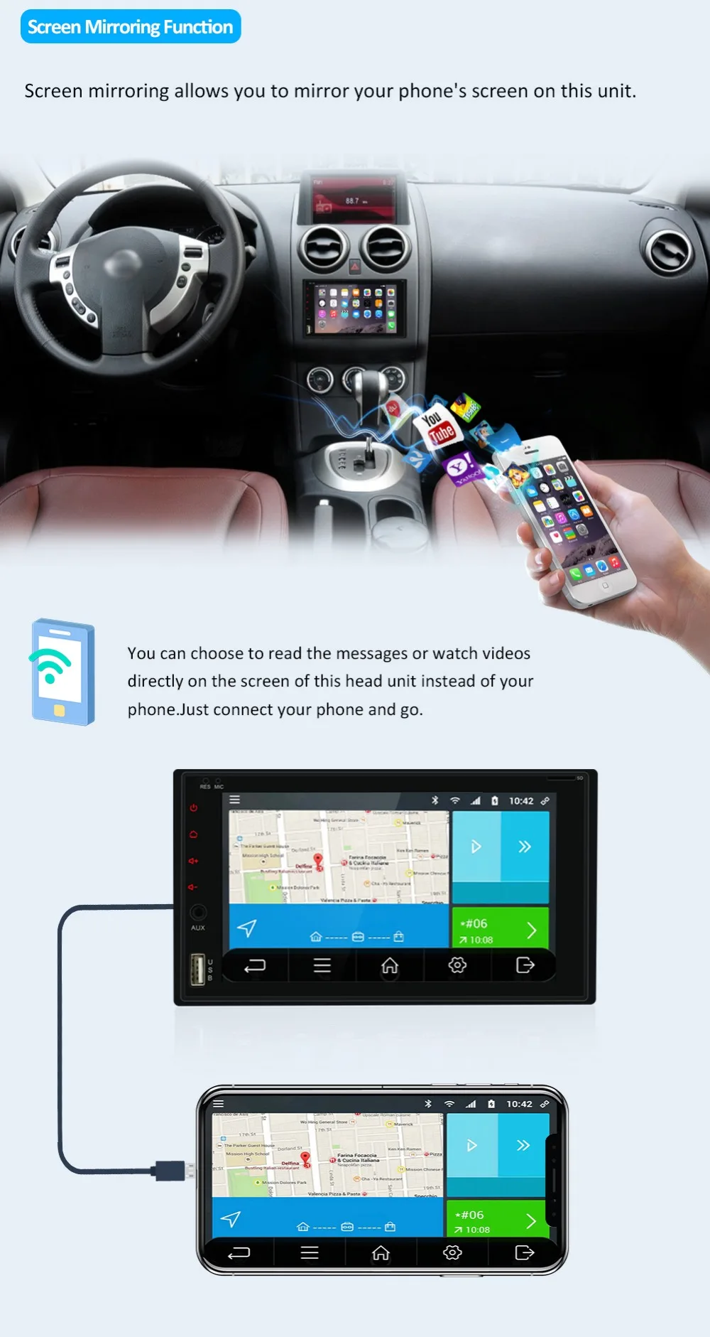 Perfect Double 2 Din Capacitive Android 9.0 GPS Navi Car Stereo No-DVD Player Auto Audio PC Car Head Unit TV In Dash Radio Media camera 5