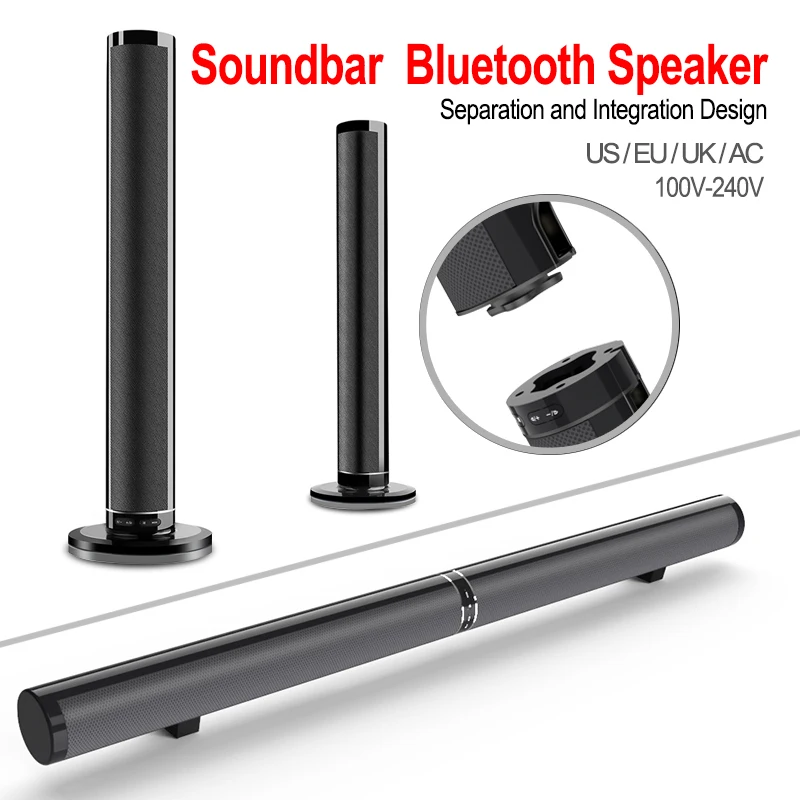 

2 in 1 3D surround Multichannel Audio Soundbar MP3 Player Bluetooth Wireless Stereo Bar TV Speaker for PC/Laptop/TV/Phone