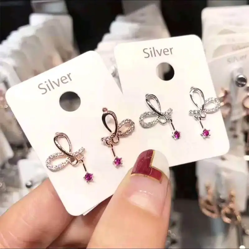 

MENGJIQIAO 2019 Korean New Delicate Micro Paved Zircon Inset Stud Earrings For Women Fashion Bijoux Elegant Boucle D'oreille
