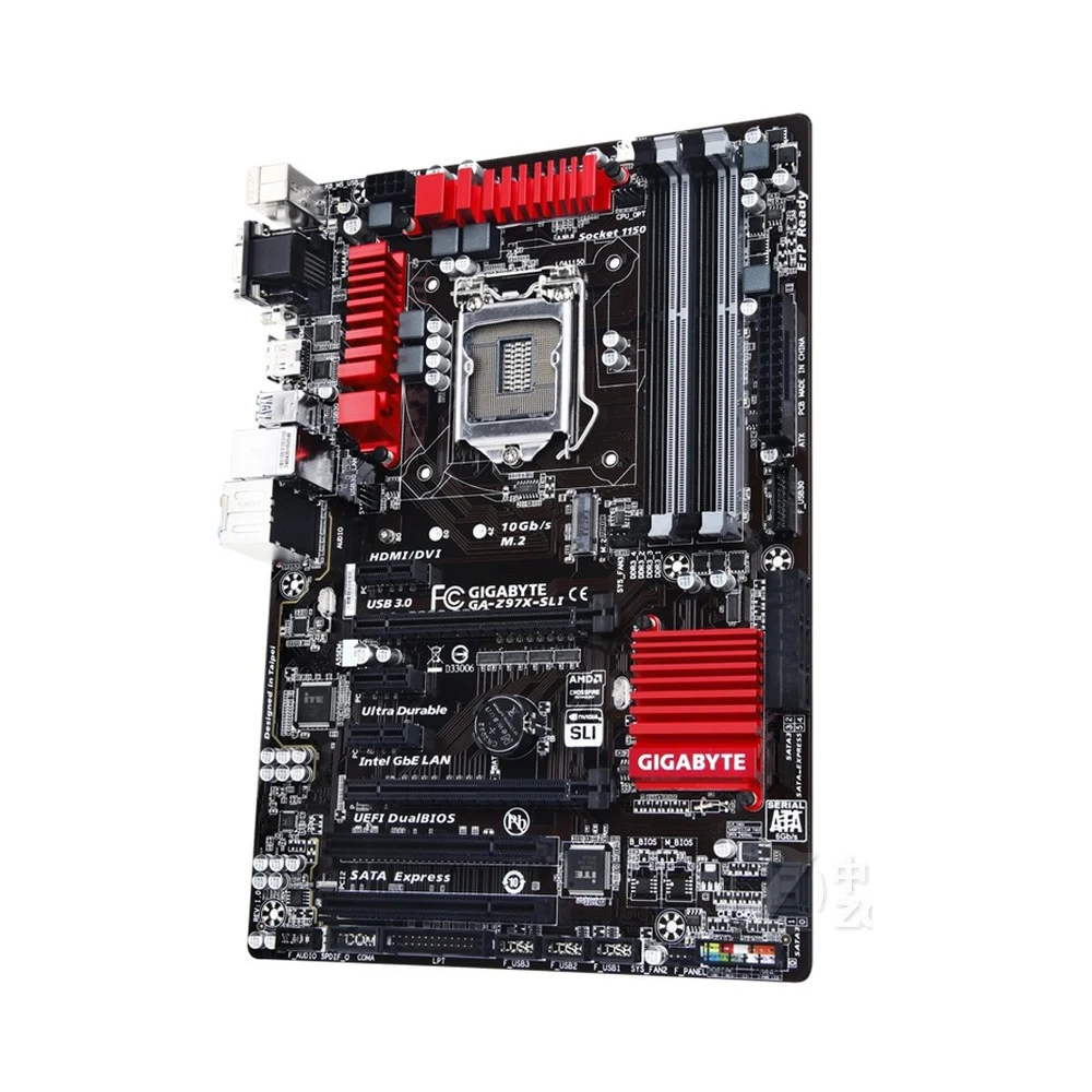 الأصلية المستخدمة سطح اللوحة جيجابايت GA-Z97X-SLI Z97 LGA 1150 i7 i5 i3 DDR3 32G SATA3 USB3.0 VGA DVI HDMI m.2 ATX