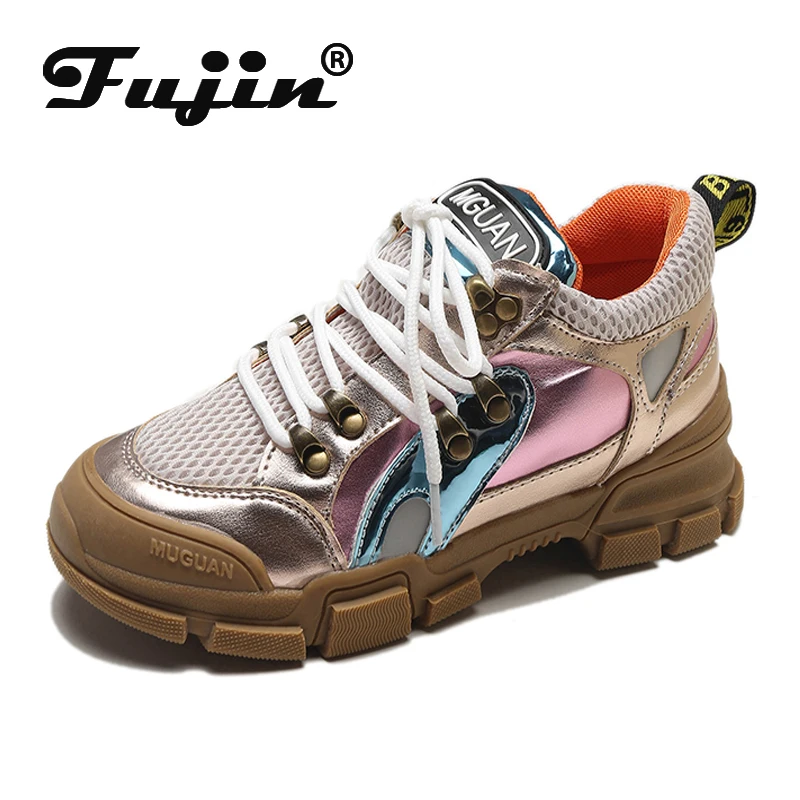 

Fujin Fashion Sneakers Women Tenis Casual Shoes for Ladies Dropshipping Genuine Leather High Platform Retro Female Shoes