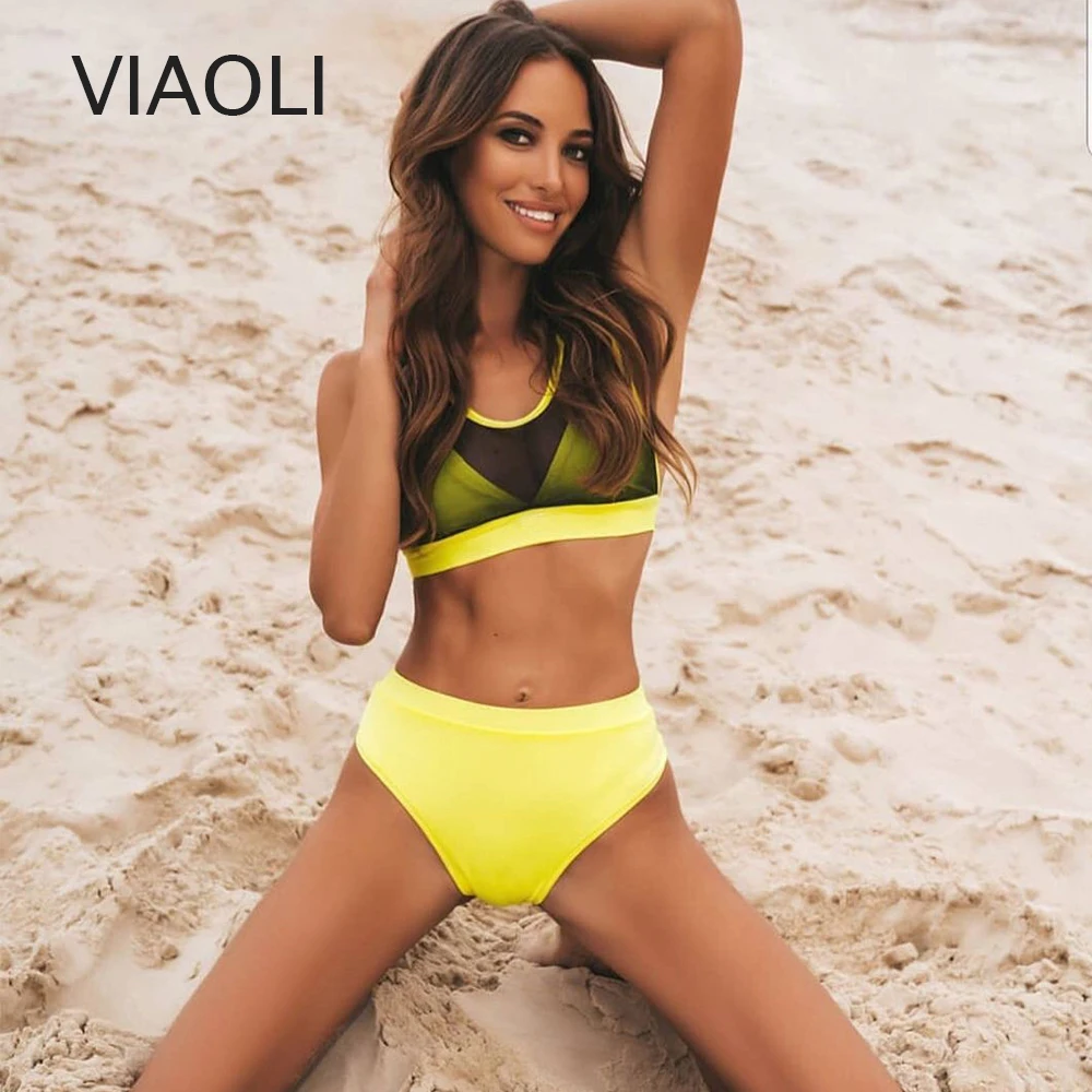 

Sexy Bikini Swimsuit Women Two Piece Swimwear Bikini Set Push Up Swim Suit Mesh Splicing Backless Bandage Swimwear Bathing Suit