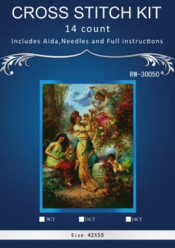 

Needlework 14CT unprinted Cross stitch Embroidery Playful woman defloration Counted White canvas Cross-Stitching handmade