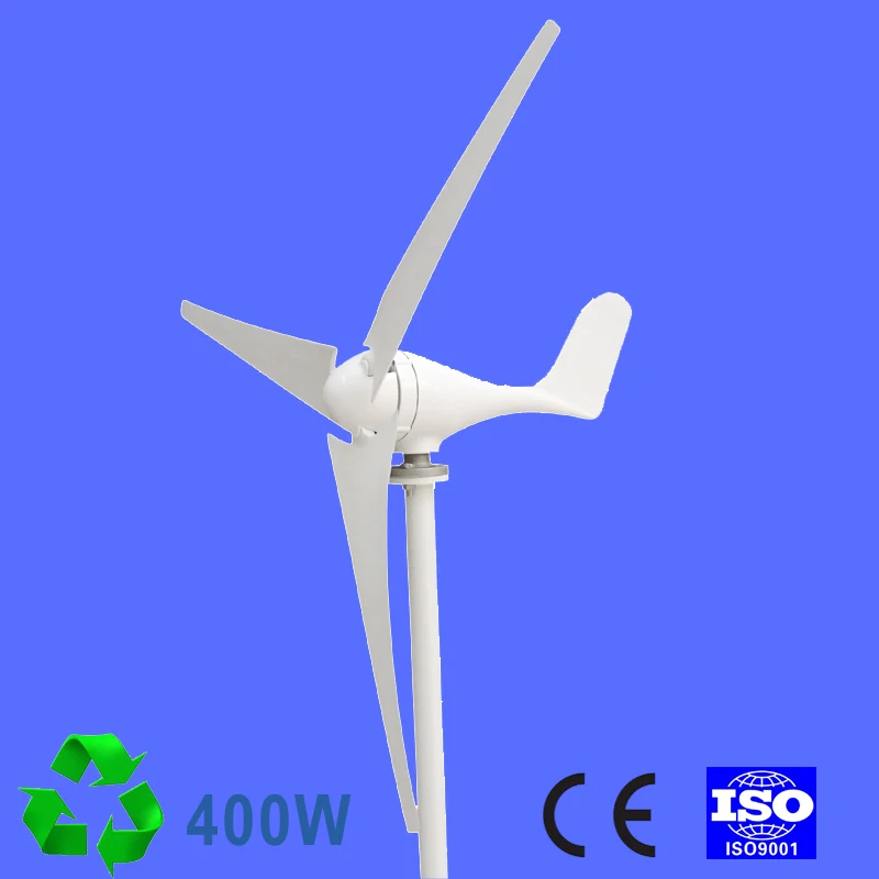 400 Вт Генератор ветряной турбины переменного тока 24 В 2,0 м/с низким запуском скорости ветра, 5 лезвий 650 мм, с контроллером заряда