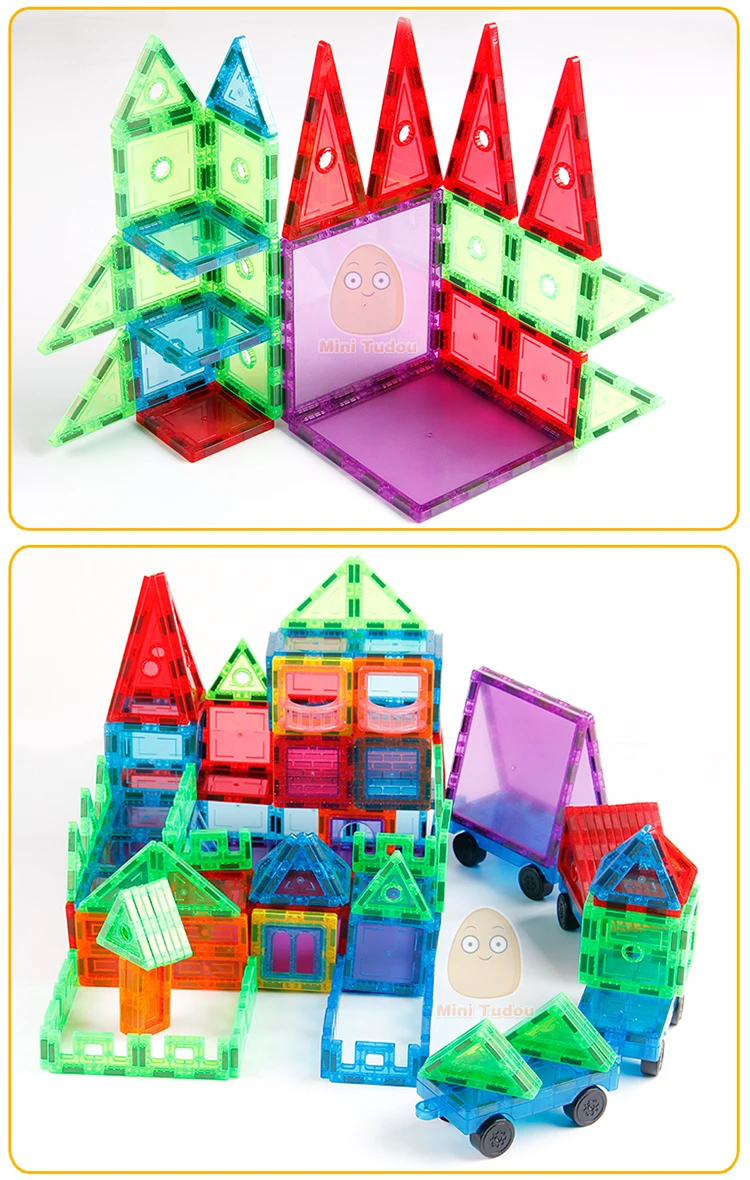 Прозрачные магнитные блоки 24-98PCS Магнитная плитка игра Развивающие игрушки для малыша кирпич