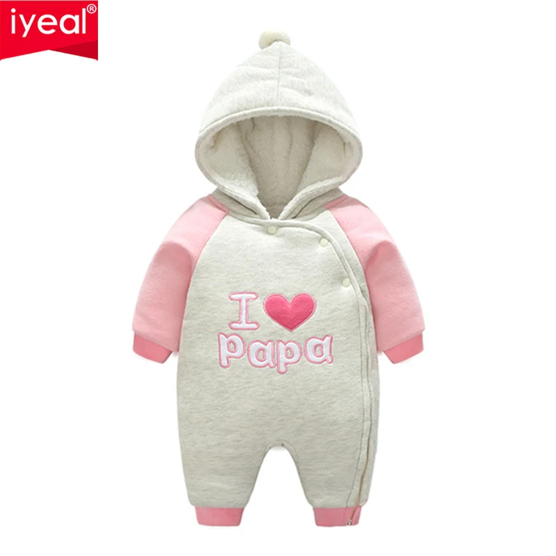 

IYEAL Newborn Baby Rompers Winter Fashion Hooded Thicken Boys Costume Girl Warm Infant Kid Jumpsuit Children Outerwear Baby Wear
